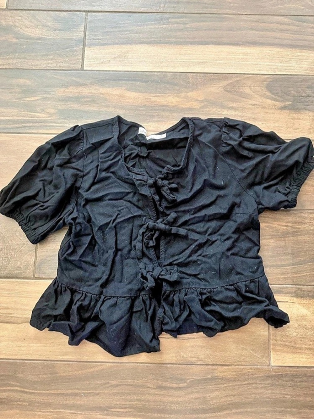 Liberty Love Black Ruffle Blouse Like New